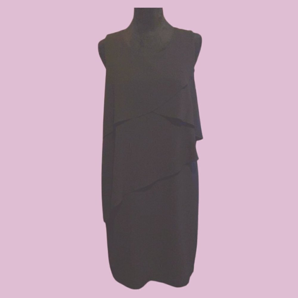 VINCE CAMUTO Little Black Asymmetrical Ruffle‎ Dress